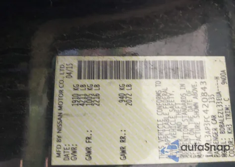 2015 Nissan Altima 2.5 S z USA, uszkodzony, nr VIN 1N4AL3AP3FC420843